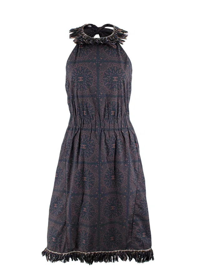 Chanel Fringed CC Paisley Print Halterneck Dress from HEWI