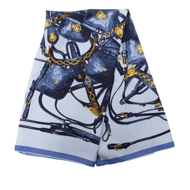Blue Hermès Brides Rebelles Silk Scarf 90 Scarves in Blue Silk from Designer Revival