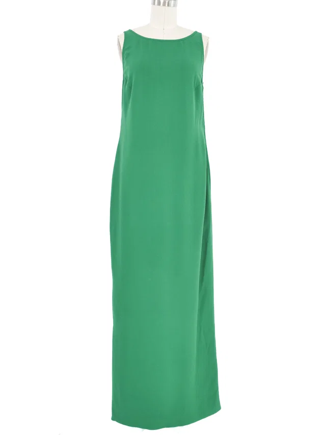 1980s Valentino Green Scoop Back Gown in Green from Arcade Vintage