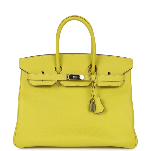 Hermès Birkin 35 Lime Candy Epsom Palladium Hardware in Epsom leather from Madison Avenue Couture
