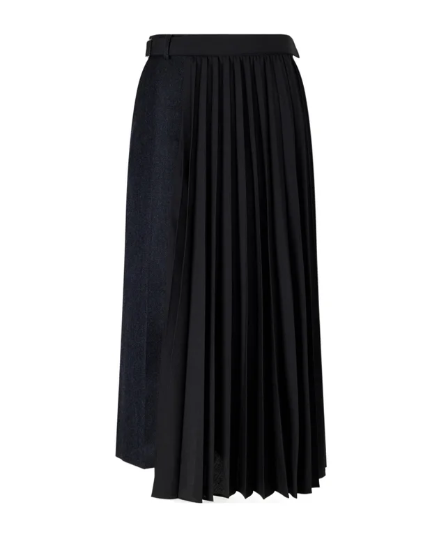 Sacai Pleated Herringbone Blend Midi Skirt from SENSER, photo 1 of 1