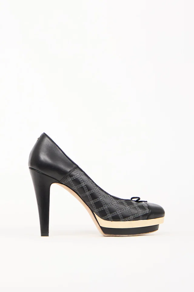 Chanel 2014 Leather Quilted Platform Pump in Leather from VSP Consignment