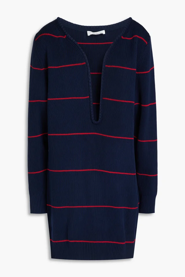 Victoria Beckham Striped Cotton-Blend Ribbed Mini Dress from THE OUTNET, photo 1 of 1