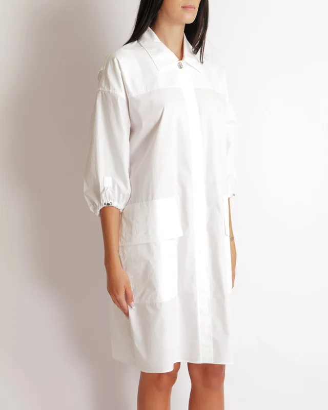 Hermès White Shirt Dress with Pocket Details and Silver Button Size FR 38 (UK 10) in White from Sellier, photo 2 of 2