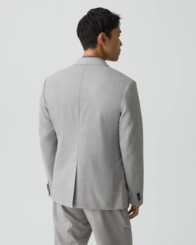 Theory Clinton Blazer in Motion Wool in VAPOR MELANGE 54% Virgin Wool, 25% Recycled Polyester, 20% Polyester, 1% Spandex, photo 3 of 14 from Theory