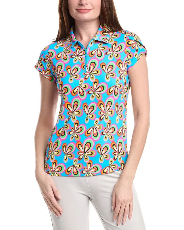 IBKUL Tulip Sleeve Polo Shirt, image 1 of 1 from Gilt