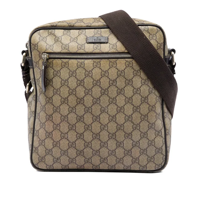 Beige Gucci GG Supreme Crossbody in Beige Coated canvas from Designer Revival