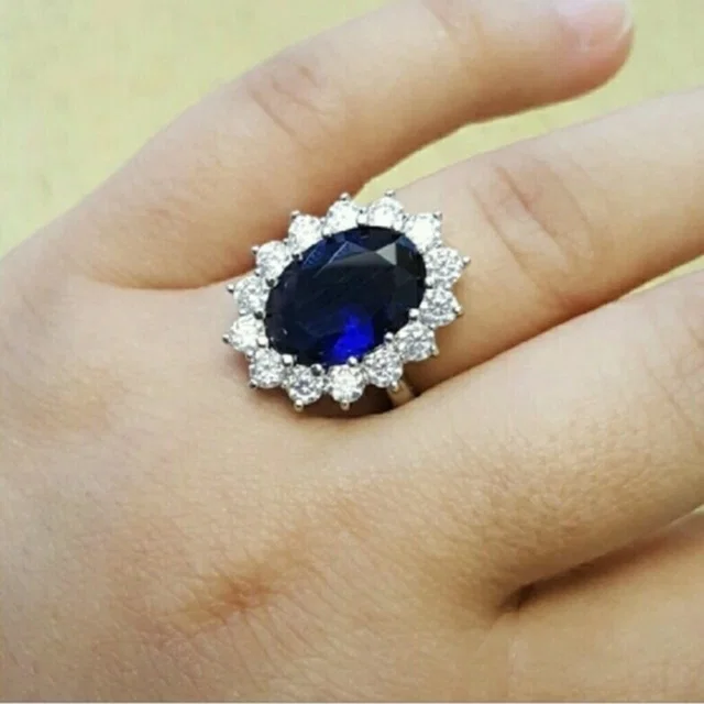 18k Sapphire Swarovski Elements Women's Ring Size 8 in silver|blue|gray from Poshmark