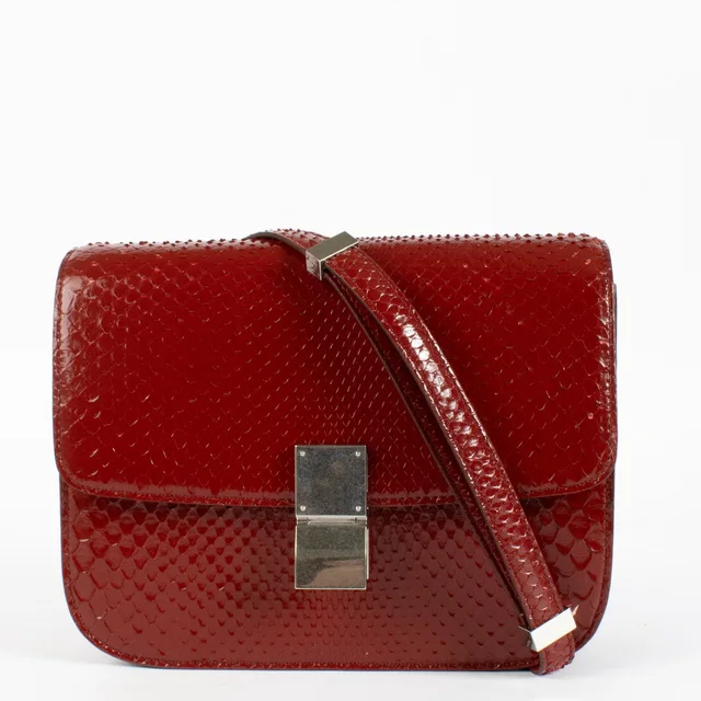 Celine Red Python Medium Classic Bag in Red Python from Labellov