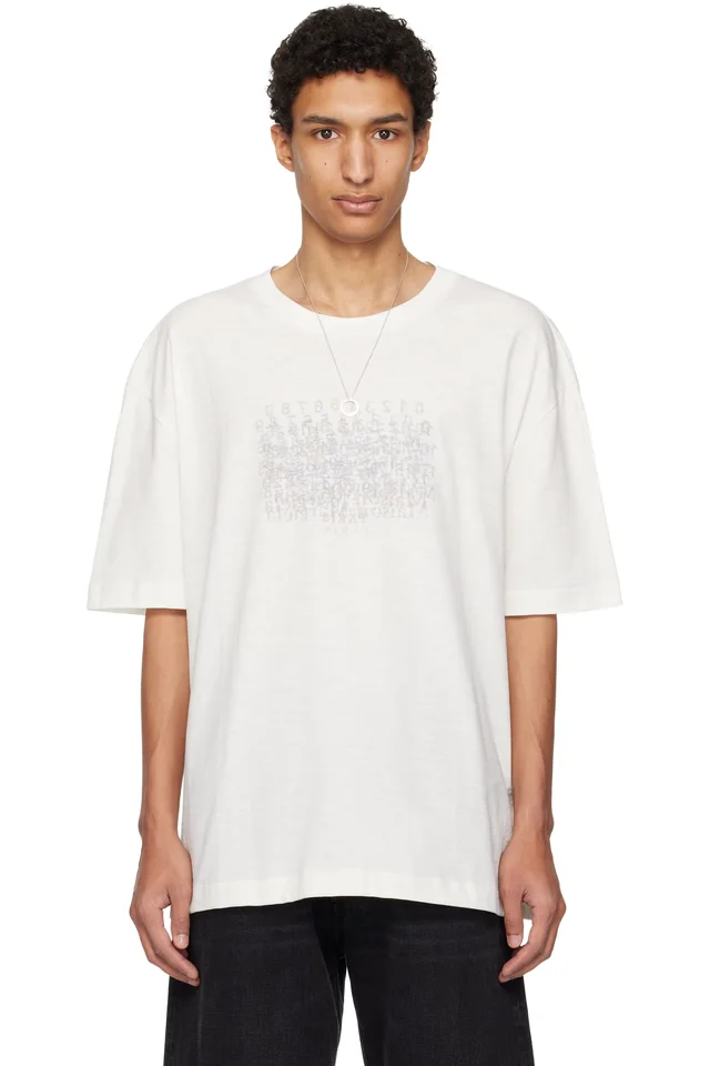 Maison Margiela Off-White Embroidered Logo T-shirt, image 1 of 1 from SSENSE