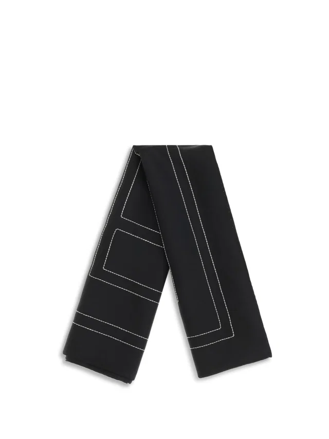 TOTEME Monogram-Embroidered Organic Silk Scarf — Black Gots-certified Scarfs in Black Silk from HEWI