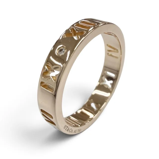 Tiffany & Co. Pierced Atlas Diamond Ring Pink Gold JP in Pink from The Reluxe