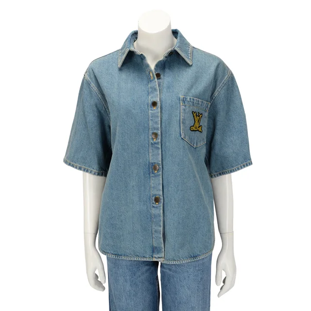 Louis Vuitton Boxy Shirt FR 34 in Blue Denim from Blue Spinach