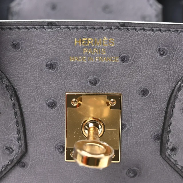 Hermès Birkin 25 Gris Agate in Grey Ostrich from FASHIONPHILE, photo 6 of 11