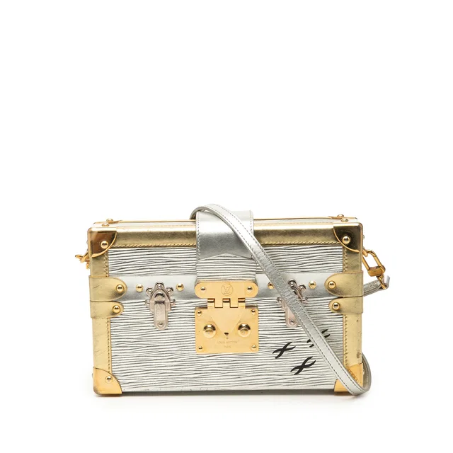 Silver Louis Vuitton Epi Petite Malle Crossbody Bag in Silver Leather from Designer Revival