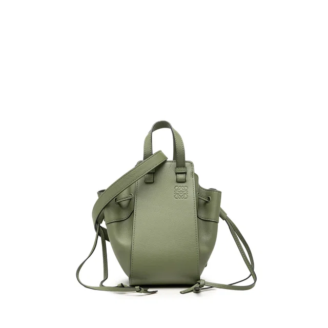 Green LOEWE Mini Leather Drawstring Hammock Bag Satchel in Green Leather from Designer Revival, photo 1 of 1