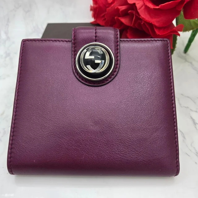 Gucci Bifold Wallet Purple Interlocking in Purple Leather from The Reluxe