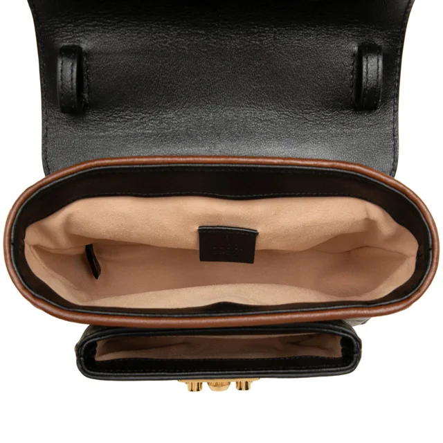 Beige Gucci Mini GG Supreme and Calfskin Padlock Flap Pocket Satchel in Beige Calfskin from Designer Revival, photo 2 of 2