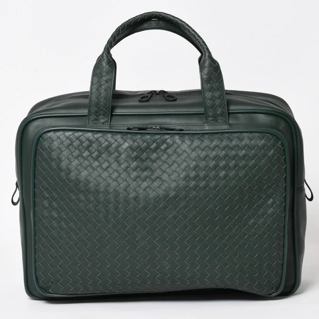 Bottega Veneta Leather Handbag Bag Intrecciato Dark Green in Green Woven leather from The Reluxe