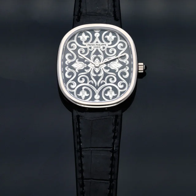 Patek Philippe Golden Eclipse Rare Handcrafts 5738/51G-001 34.5mm White Gold Watch in White Leather from H&T