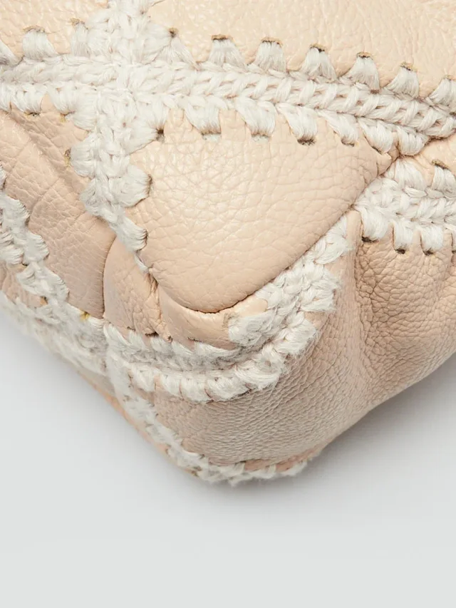 Beige Calfskin Leather Crochet Tweed Small Chanel 19 Bag in Beige Calfskin from Yoogis, photo 4 of 10