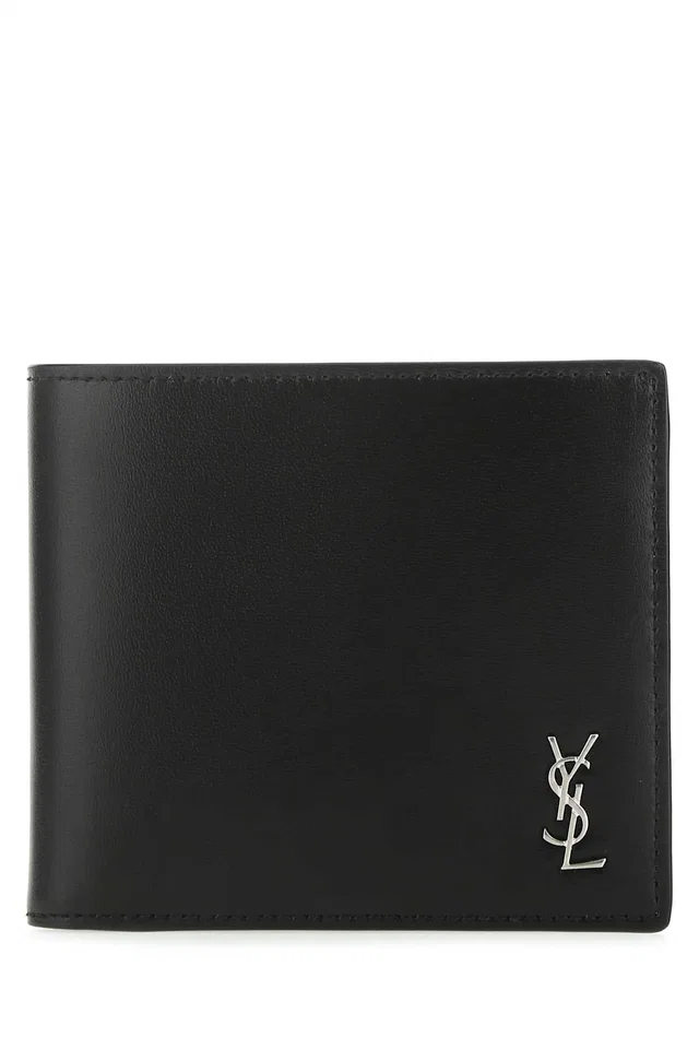 Saint Laurent Leather Wallet — Black Exterior in Black Leather from HEWI