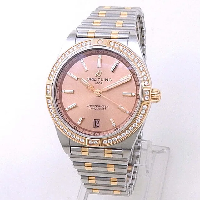 Breitling Chronomat Automatic 36 Diamond Gold Dial Mens Watch U10380 in silver|gold|pink|gray from Jomashop.com