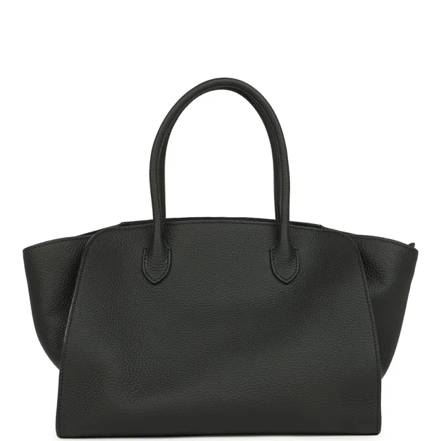 The Row Marlo 12 Tote Bag Black Calfskin Silver Hardware in Black Calfskin from Madison Avenue Couture