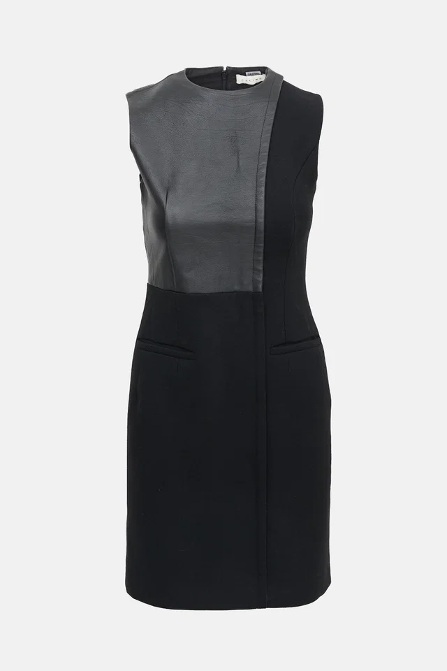 Celine Leather & Wool Sheath Dress in Wool from VSP Consignment