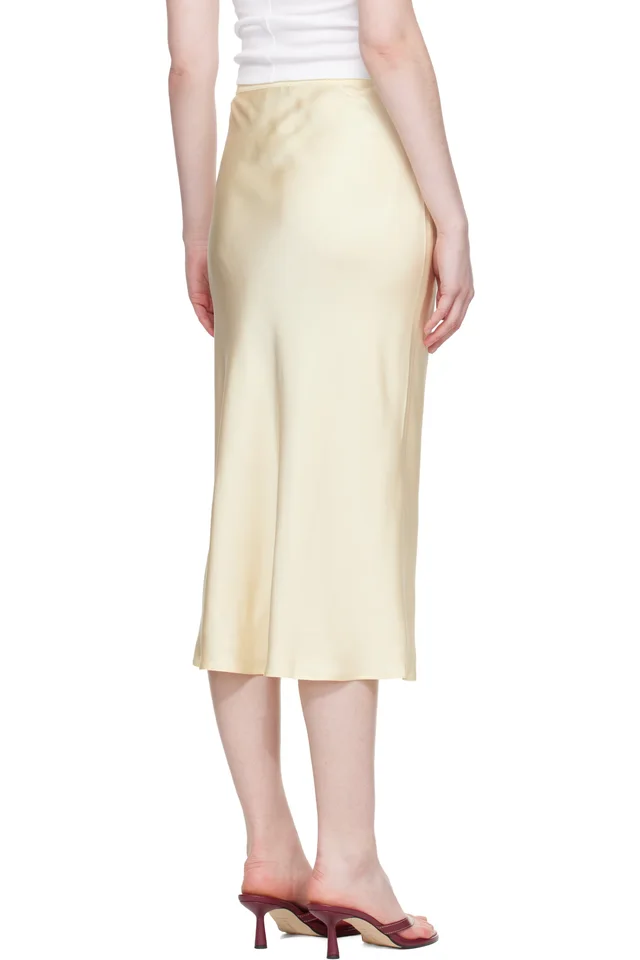 ANINE BING Yellow Bar Silk Midi Skirt, photo 3 of 4 from SSENSE