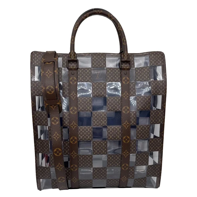 Louis Vuitton Sac Plat Chess PVC Monogram Coated Canvas Tote Shoulder Bag Brown in Brown Coated canvas from Dallas Designer Handbags