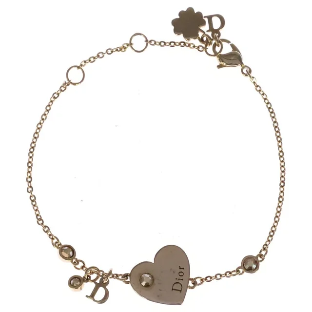 Dior Monsieur Heart Clover Logo Charm Bracelet Gold in Gold from The Reluxe