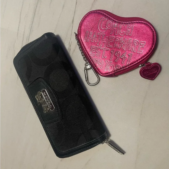 Coach Wallets Coin Purse Pink Heart Black Price Is Each in black|pink from Poshmark