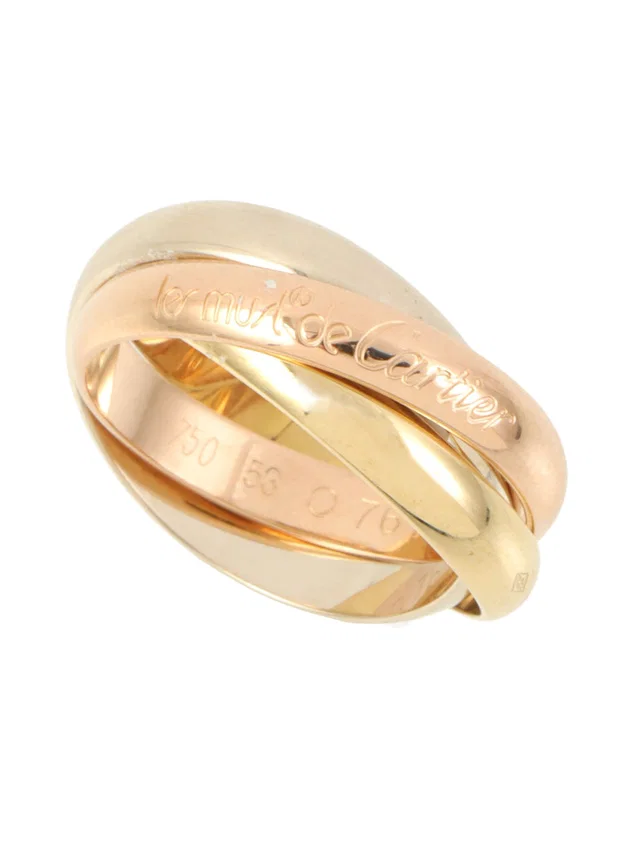 Cartier 18K Trinity Ring, size 53, yellow gold/pink gold/white gold in White from VINTAGE QOO TOKYO