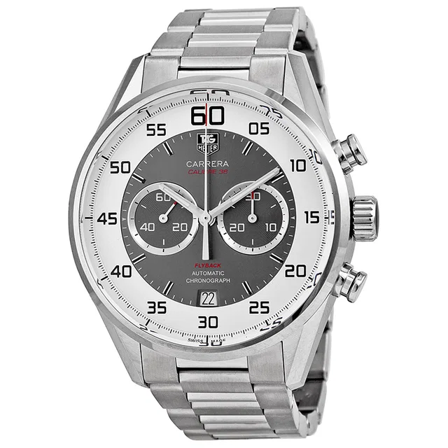 TAG Heuer Carrera 36 Flyback Automatic Chronograph 43Mm Chronograph Silver (Grey Center) Dial Mens Watch… in silver|gray from Jomashop.com