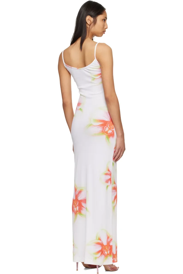 Casablanca Off-White Glitch Orchid Soft Ribbed Maxi Dress, photo 3 of 4 from SSENSE