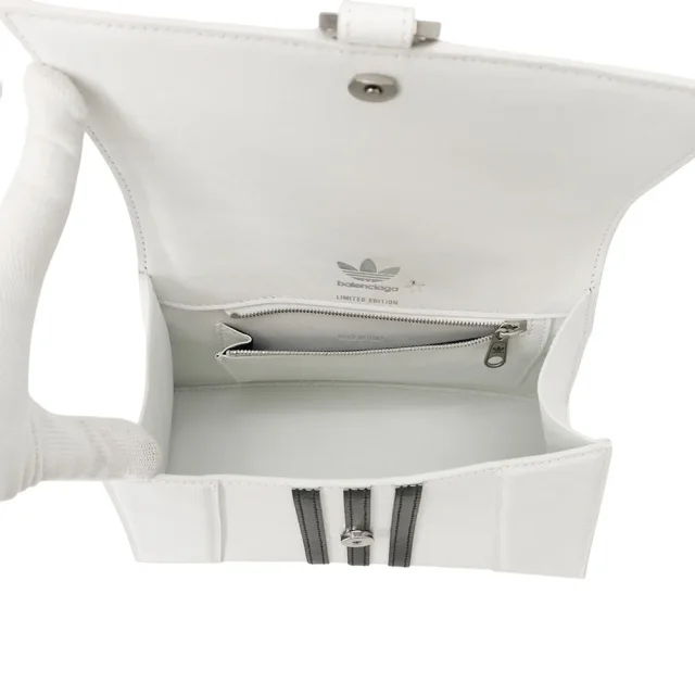 Balenciaga Adidas Collaboration Hourglass 2-Way Handbag White/Black593546 Leather Size Small in White Leather from GALLERY RARE, photo 7 of 19