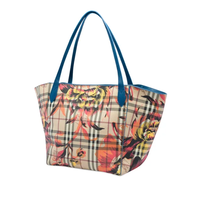 Beige Burberry Small Haymarket Check Coated Canvas Floral Print Canterbury Tote in Beige Coated canvas from Designer Revival, photo 2 of 6
