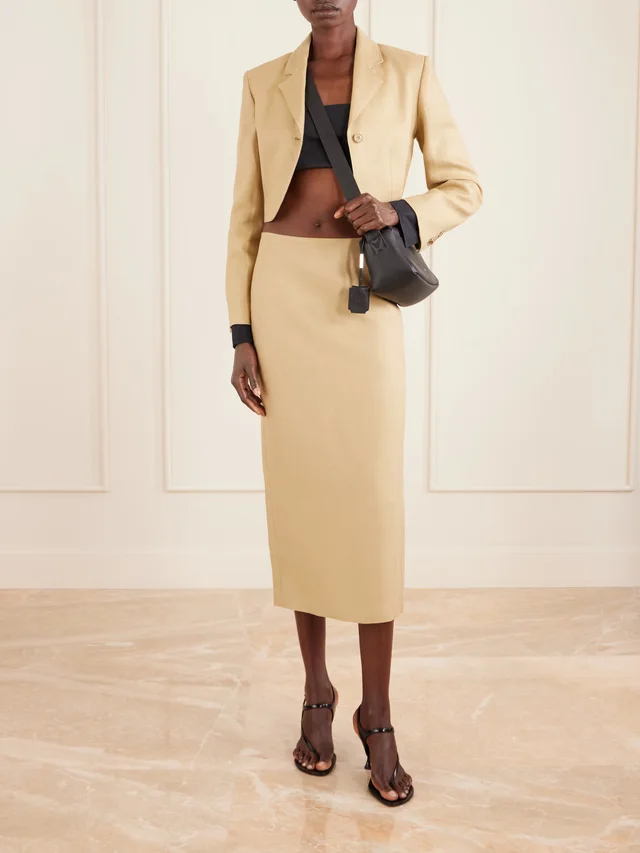 MAX MARA Cropped linen-twill blazer in Beige, photo 2 of 2 from NET-A-PORTER (Canada)