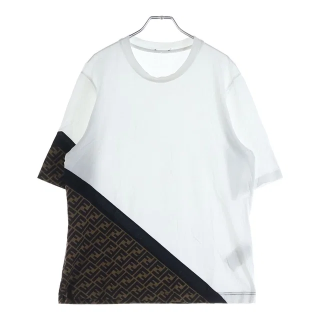 Fendi Zucca Logo All Over Pattern Kuru Neckshort Sleeve T-Shirt White Brown in Brown from The Reluxe