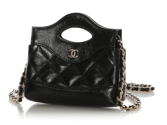 Chanel Black Part-Quilted Shiny Calfskin Nano Bag in Black Calfskin from Ann's Fabulous Finds, photo 3 of 10