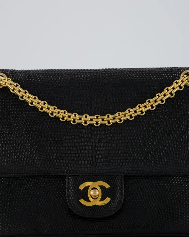 Chanel Vintage Medium Classic Flap Bag in Black Lizard from Sellier, photo 15 of 20
