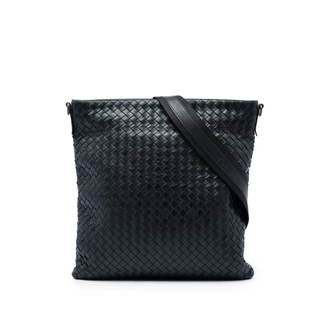 Black Bottega Veneta Nappa Intrecciato VN Crossbody in Black Nappa leather from Designer Revival