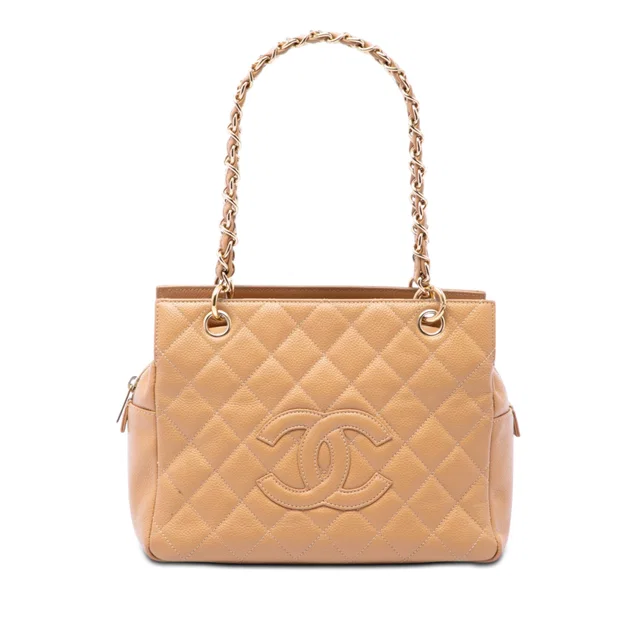 Beige Chanel Petite Caviar Timeless Tote in Beige Caviar leather from Designer Revival