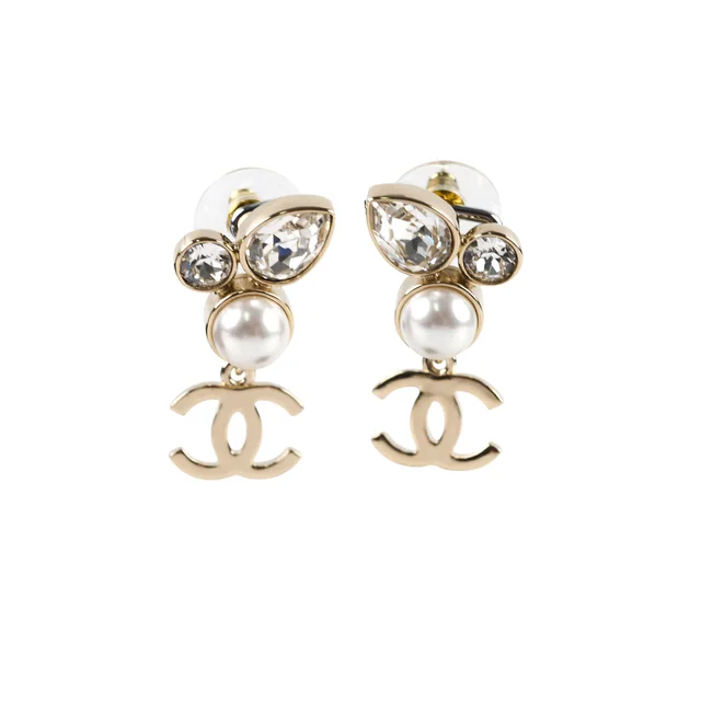 Chanel Pear Crystal Drop Earrings from The Purse Affair