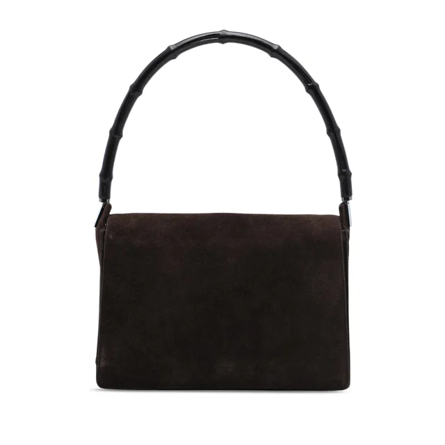 Brown Gucci Suede Bamboo Handbag in Brown Suede from Designer Revival