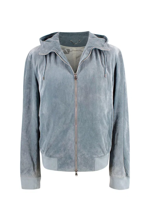 Louis Vuitton Bleu Gris Suede Bomber Jacket in Blue Suede from HEWI