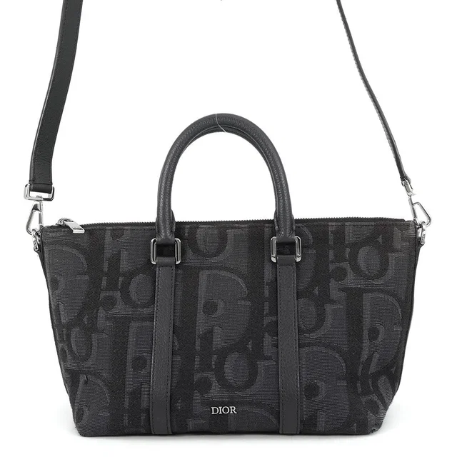 Maxi Dior Oblique Weekender 25 2WAY Bag Black1ESPO322YXL_H03E Canvas Leather in Canvas from GALLERY RARE