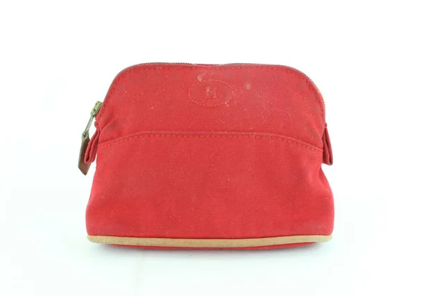 Hermès Bolide Toiletry Pouch 10hz1126 Red Canvas Clutch in Red Canvas from Bagriculture