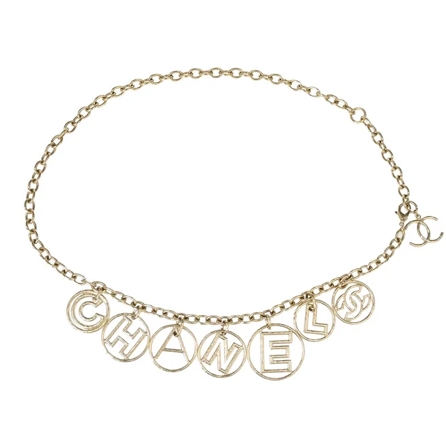 Chanel Chain Belt Medallion Logo CC Gold B17C Small Good in Gold from AMORE Vintage Tokyo
